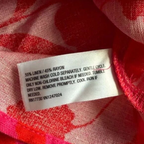 NWT Kate Spade Target Rose Linen Long Sleeve Maxi Dress Pink/Red Small - Picture 5 of 10